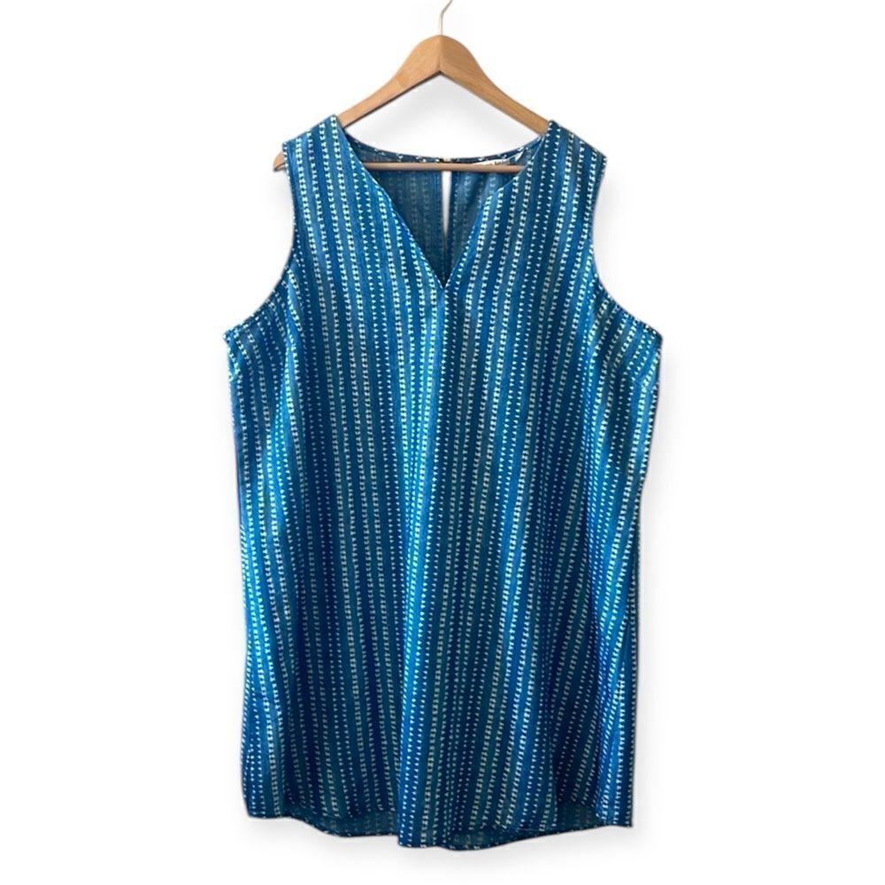 NWT Given Kale blue and white Striped chambray shift dress in size 2X